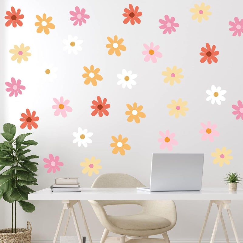 BBTO Daisy Wall Decal Flower Vinyl Wall Floral Decals Peel and Stick Daisy Stickers for Kids Nursery Art Bedroom Living Room(Pink, White, Orange) - Image 4